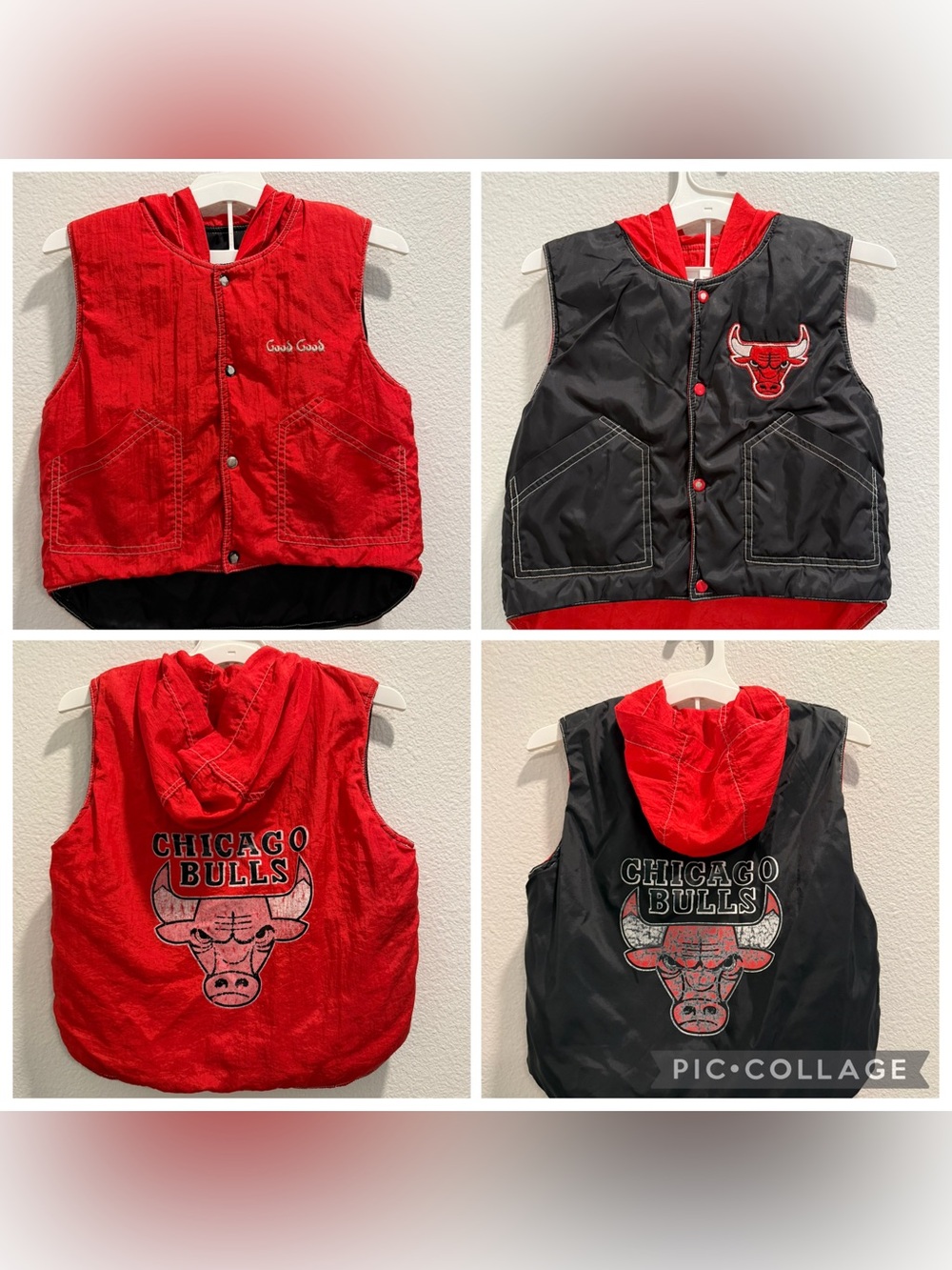 NBA Chicago Bulls Reversible Kids Hooded Vest - Red & Black